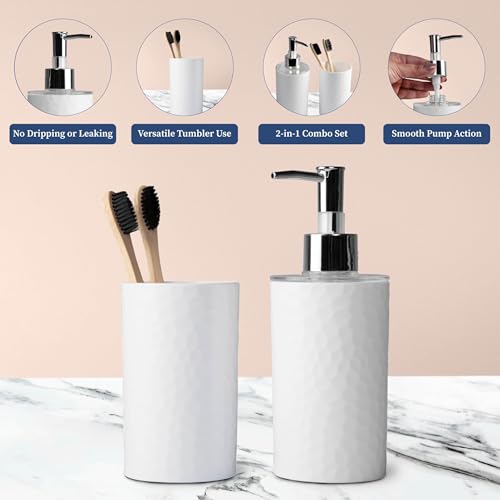 Image of Homestrap Plastic Liquid Soap Dispenser Pump with Tumbler | Bathroom Accessories Set | Sanitizer, Lotion, Shampoo Dispenser | Elegant Design for Bathroom, Kitchen, Wash Basin | Corrosion & Rust-Free