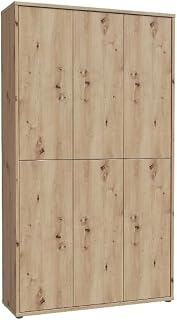 Forte Alice Springs Schuhschrank 100 110, moderner Flurschrank mit 6 Türen und 15 Einlegeböden, Holzwerkstoff, Artisan Eiche Holzdekor, 109,2 cm breit x 191,9 cm hoch x 34,9 cm tief