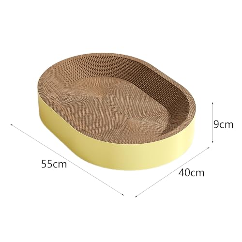 Coussin nid griffoir chat lit panier en carton ondulé profond jaune L - 4