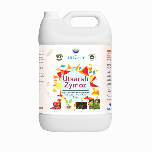 Image of Utkarsh Liquid Seaweed Extract | Organic Plant Growth Promoter for Healthy Plants | Enhances Flowering & Improves Fruit Set | Biostimulant For Home Garden - Zymoz (5 Liter; Pack of 1)