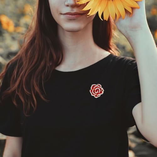 Image of Elegant Crystal Blooming Rose Flower Brooch Lapel Pin Breastpin for Women Birdal Cardigan Hat Scarf Suit Sweater Floral Pins