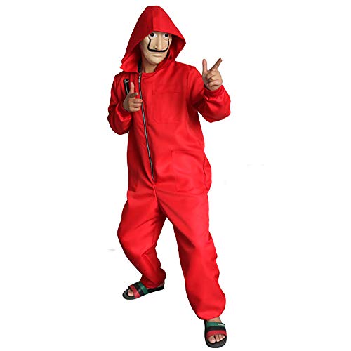2019 The Paper House Disfraz De La Casa De Papel Disfraz Rojo Con Máscara De Látex Dali Mono De La Novedad Mono Película Cosplay Traje