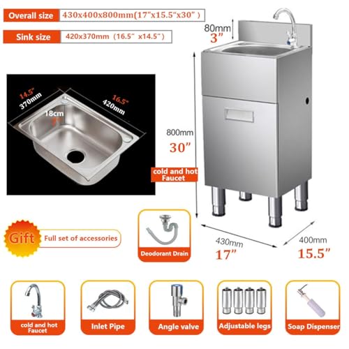 Évier industriel en acier inoxydable 304 robuste avec meuble de cuisine