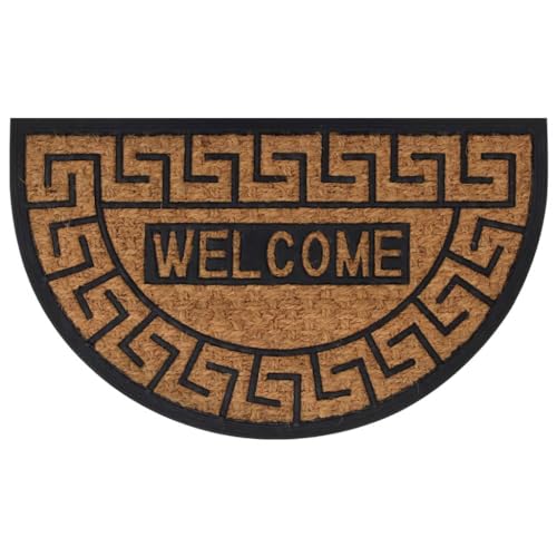 XHNIFBN Felpudo semicircular 45 x 75 cm de goma y fibra de coco – Felpudo antideslizante para exterior e interior – Felpudo para entrada puerta de casa jardín y garaje