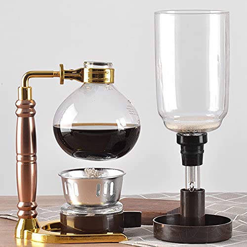 7LiuYueFei6 Japanische Siphon-Kaffeemaschine, Tee-Siphon-Topf, Vakuum-Kaffeemaschine, Glastyp, Kaffeemaschine, Filter, 3 Tassen, Gold 4 7LiuYueFei6 Japanische Siphon-Kaffeemaschine, Tee-Siphon-Topf, Vakuum-Kaffeemaschine, Glastyp, Kaffeemaschine, Filter, 3 Tassen, Gold