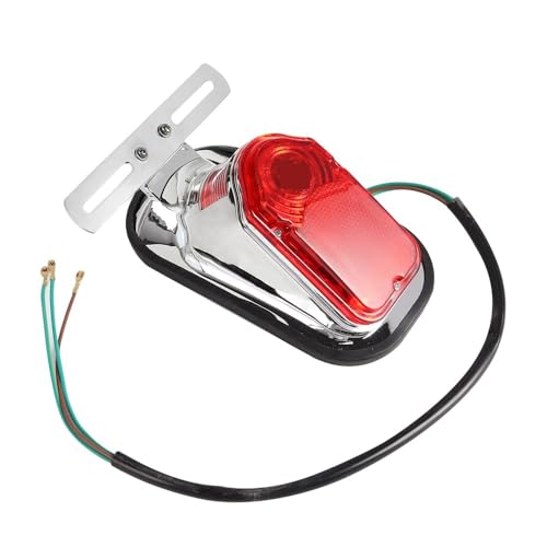Luz trasera de freno para moto Tombstone roja con soporte aluminio cromado