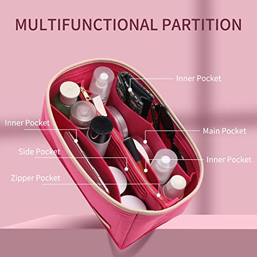 Image of Doxo Purse Organizer Insert, Bag Organizer for Tote & Purse, Bag in Bag, Perfect for Speedy 25 Neverfull PM and More(Rose-M)