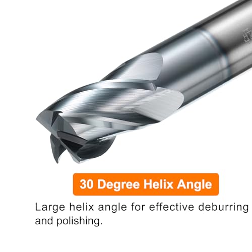 Image of HARFINGTON Carbide Square Nose End Mill Bit 7 /16 inch Cut Dia 4 Flutes TiAlN Coated Milling Cutter for Hardened Steel Metal (7 /16 inch Shank 5 /8 inch Cut Length 2-1 /2 inch Long 30 Degree Helix HRC53-55)