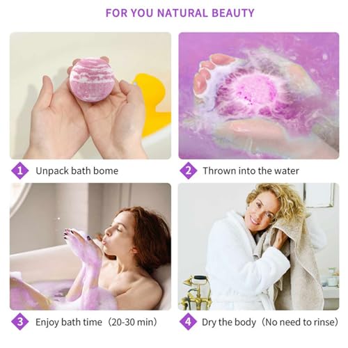 Bath Bombs Gift Set for Women Box of 6 Fashion Bath Fizzers,Spa Bath Bomb Kit with Different Organic Essential Oils,Beauty Gifts Set for Her,Christmas Birthday Mothers Day - Image 4