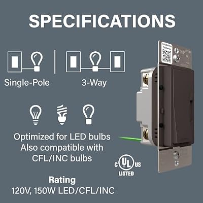 Legrand Radiant 150-Watt Dimmer Light Switch, Single-Pole/3-Way LED Dimmer for Dimmable Lights, RHL153PDB, Dark Bronze
