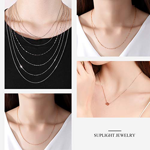 Rose Gold Plated 1.6Mm Wide Box Link Chain Necklace With Lobster Claw Clasp,Solid Mens Womens Necklace 22" Resizable #TOP1