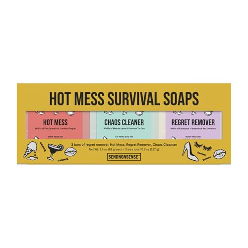 SendNonsense Hot Mess Survival Funny Soap Gift Set – 3-Pack