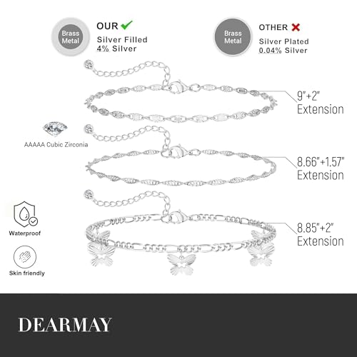 Image of DEARMAY Gold Ankle Bracelets for Women Waterproof, Non Tarnish 14K Gold Plated Beaded Link Chain Anklets, Layered Summer Beach Jewelry Gifts, Dainty Bikini Outfits for Vacation
