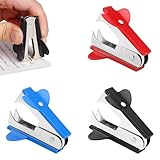 3 Stück Mini Heftklammerentferner,Entklammerer,Klammerentferner,Metallplastik Entklammerer Enthefter,Tacker Entferner Für Bücher,Zeitungen,Verpackungspapier,Extra Breiter Fingergriff,Rot/Schwarz/Blau