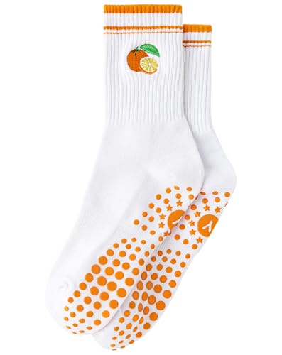 Image of Yawlsow Pilates Grip Socks for Women Yoga Grippy Socks Cute Barre Non Skid Athletic Crew Sticky Sock Workout Hospital