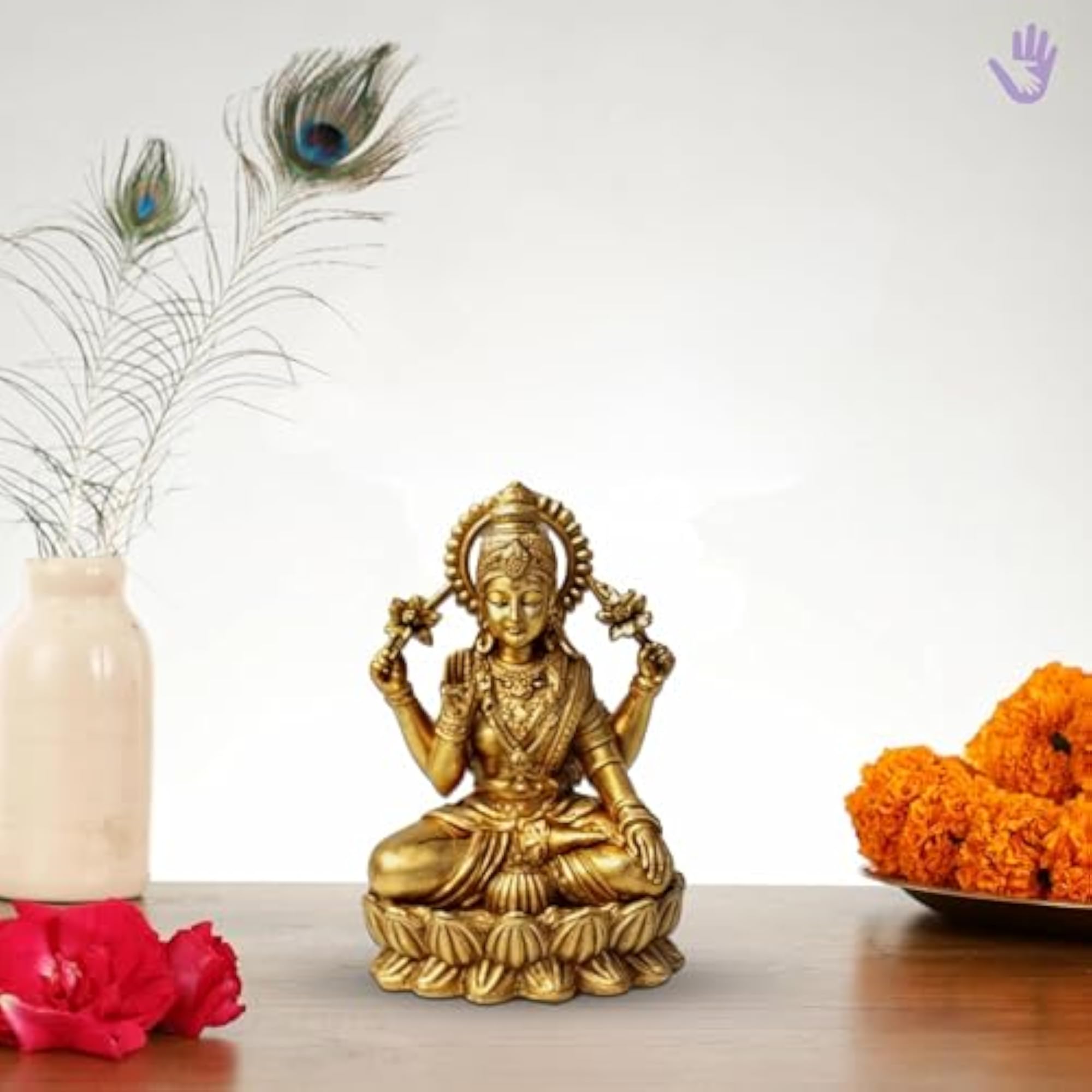 Brass Laxmi Ganesh Murti, Handcrafted 2-Inch Figurines