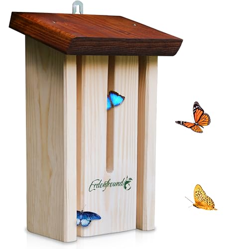 ERDENFREUND® Schmetterlingshaus 100% splitterfrei für zarte Schmetterlingsflügel Schmetterlingshotel schützt vor Feinden & Unwetter bei Ruhepausen