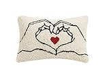 Peking Handicraft 30TG638C12OB Poly Filled Hook Throw Pillow, Wool and Cotton (Heart Hands, 12-inch Length)