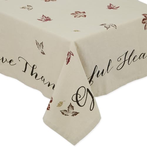 DII Rustic Autumn Leaves Kitchen Collection Thanksgiving & Fall Table Décor, Tablecloth, 60x120