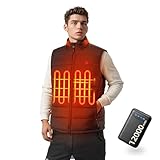VIWKO Gilet Riscaldato Uomo con Controllo APP, Giacca Riscaldata con Batteria, Giubbotto Termico Leggero e Regolabile a 4 Livelli per Outdoor, Caccia, Sci e Pendolarismo (Taglia XXL)