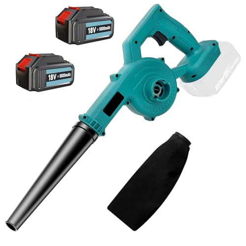 Leaf Blower Cordless, 18V Electric Leaf Blower with 2x 5500mAh Battery and Charger, with Tubes and Mulit-Speed, Air Speed of Up to 150MPH for Lawn Care, Courtyard Wood Chips, Grass Cuttings