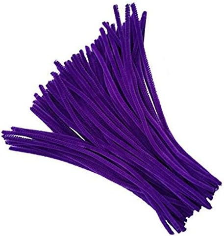 Carykon 100 PCS Fuzzy Chenille Stems Pipe Cleaners for Arts and Crafts (Purple)