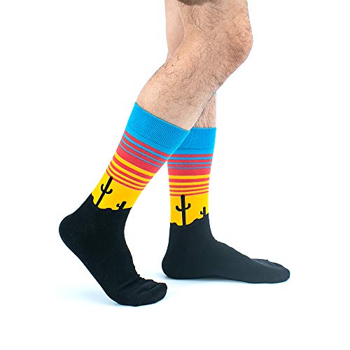 BONANGEL Men's Fun Dress Socks-Colorful Funny Novelty Crew Socks Pack,Crazy Socks Gifts for Men (6pairs-Sunset 1) - Thumbnail 4
