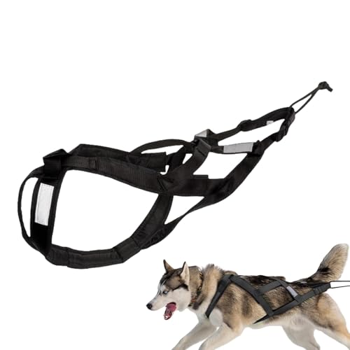 Vuggdt Arnés de trineo para perro, arnés Mushing para perro, cinturón de tracción con correa reflectante para tirar de peso, canicross, esquí