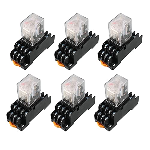 Uxcell 6 Pcs Ac 110V/120V Coil 4Pdt 35Mm Din Rail Power Relay + Socket #TOP4
