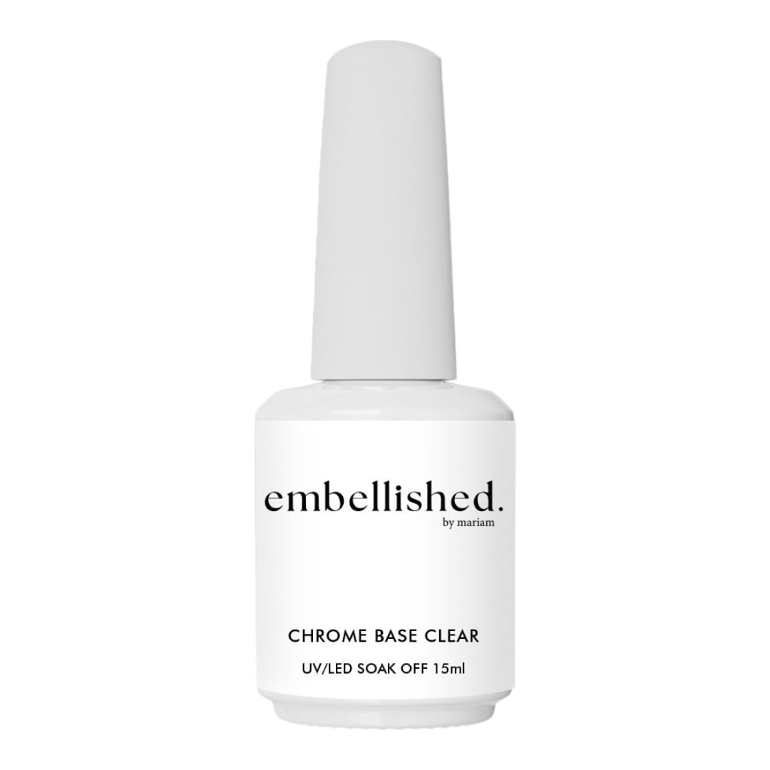 Chrome Base Clear Gel, 15ml, Ultra Bright Mirror Chrome Effect, Easy Application, Long Lasting Powder Stay, Soak Off UV/LED Nail Lamp, Professional Nail Salon & DIY Home Manicure