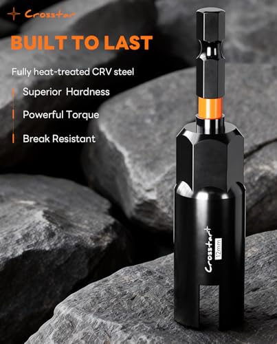 Crosstar 5PCS Wing Nut Driver Set, 1/4 Inch Hex Shank Power Driver Sleeves,CR-V Steel and Anti-Rust, Fits Impact Drill & Driver and Electric Screwdrivers for Eye Bolts,C-Hooks,Panel Nuts,Wire Twisting - Thumbnail 3