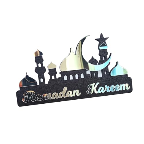 KAHDGSS Ramadans Table Decoration Gold Silver Islamics avec Castles Eid Moubaraks Décorations pour Atmosphères Festives Art Islamique Moderne