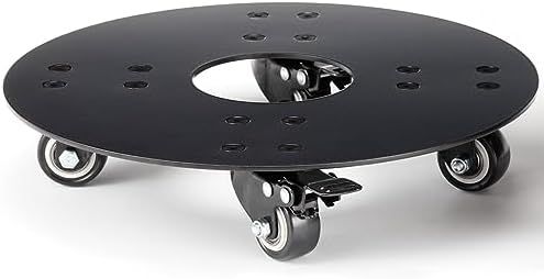 SYKIA Plant Stand with Wheels, Plant Caddy with Wheels, Heavy Duty Pot Rolling Base 3.0mm Thick Aluminum Alloy, Holds 12" and 450 lbs (Round Black)