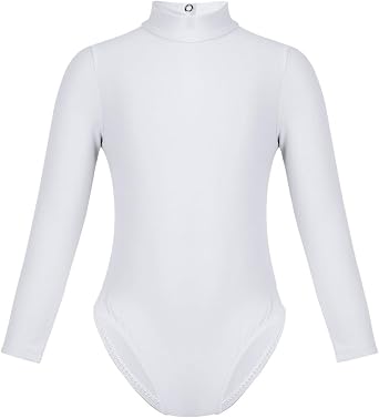 Girls Basic Gymnastics Dance Leotard Long Sleeve Turtle Neck Ballet Bodysuits Sports Outfits Dancewear