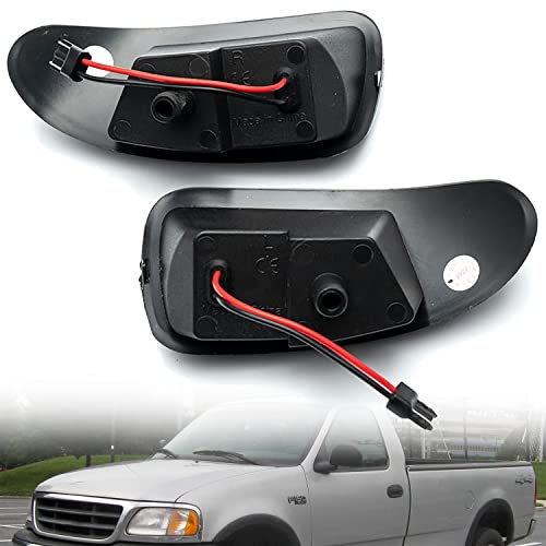 Nslumo Led Door Courtesy Projector Lights Replacement For 97-03 F150 97-99 F250, 45-Led Red/White Dual-Color Footwell Step Light Assembly Can-Bus Error Free Side Door Panel Lamps Smoked Lens #TOP6