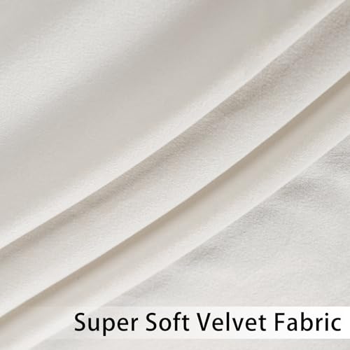 JIUZHEN Ivory Velvet Curtains 108 inches for Living Room - Thermal Insualted Room Darkening Rod Pocket Thick Velvet Window Drapes for Bedroom/Dining Room, Set of 2 with Tiebacks, W52 x L108 inches by JIUZHEN - Image 6
