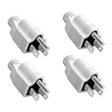 NEMA 5-15P 3 Prong Replacement Plug; Electrical Plugs 3 Prong, 15A 125V 2P3W Male Plug with Ground, Generator Power Cord End Replacement (4Pcs,White)