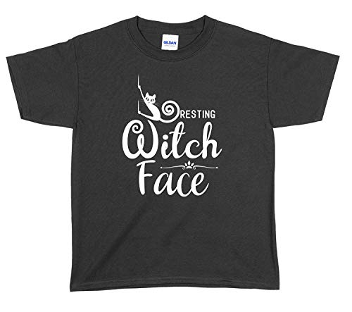 Image of Daytripper Resting Witch Face Halloween Boys Girls Kids Funny Childrens T-Shirt-7/8-Years-Black
