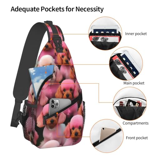 Morrales sling estampado perros rosa para viaje y senderismo miniatura 4