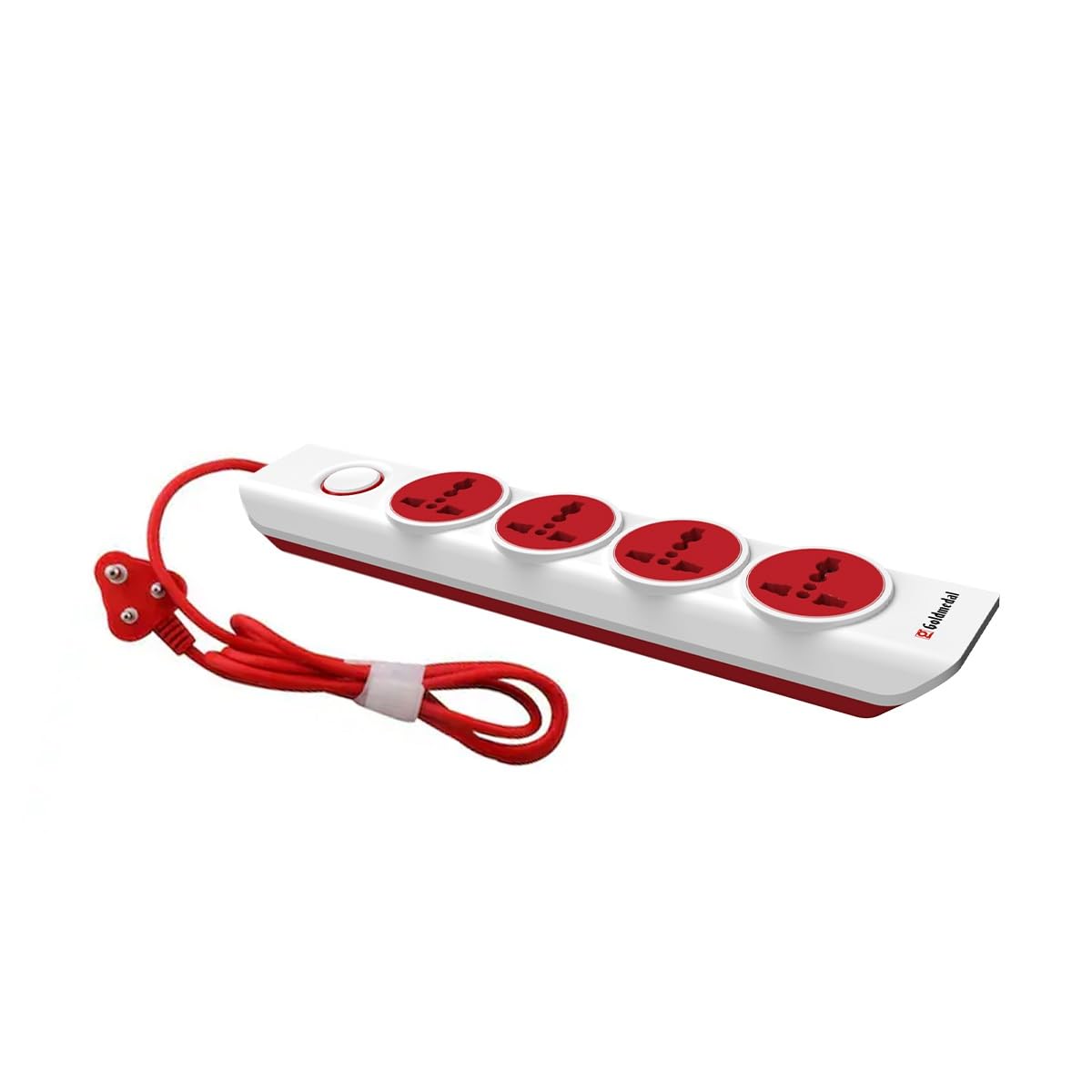 i-Design 4x1 Extension Board | 4 Universal Sockets | Master Switch with LED Indicator | 3 Pin Plug | 2-Meter Extension Cord | Multi Plug for Home Appliances & Office | Red & White