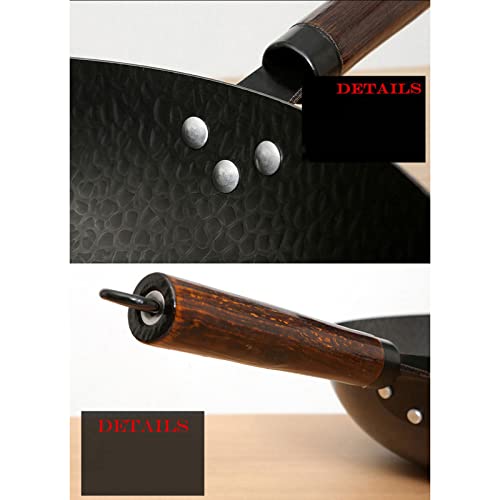 Wok chino de hierro martillado con tapa de madera 34 cm miniatura 6