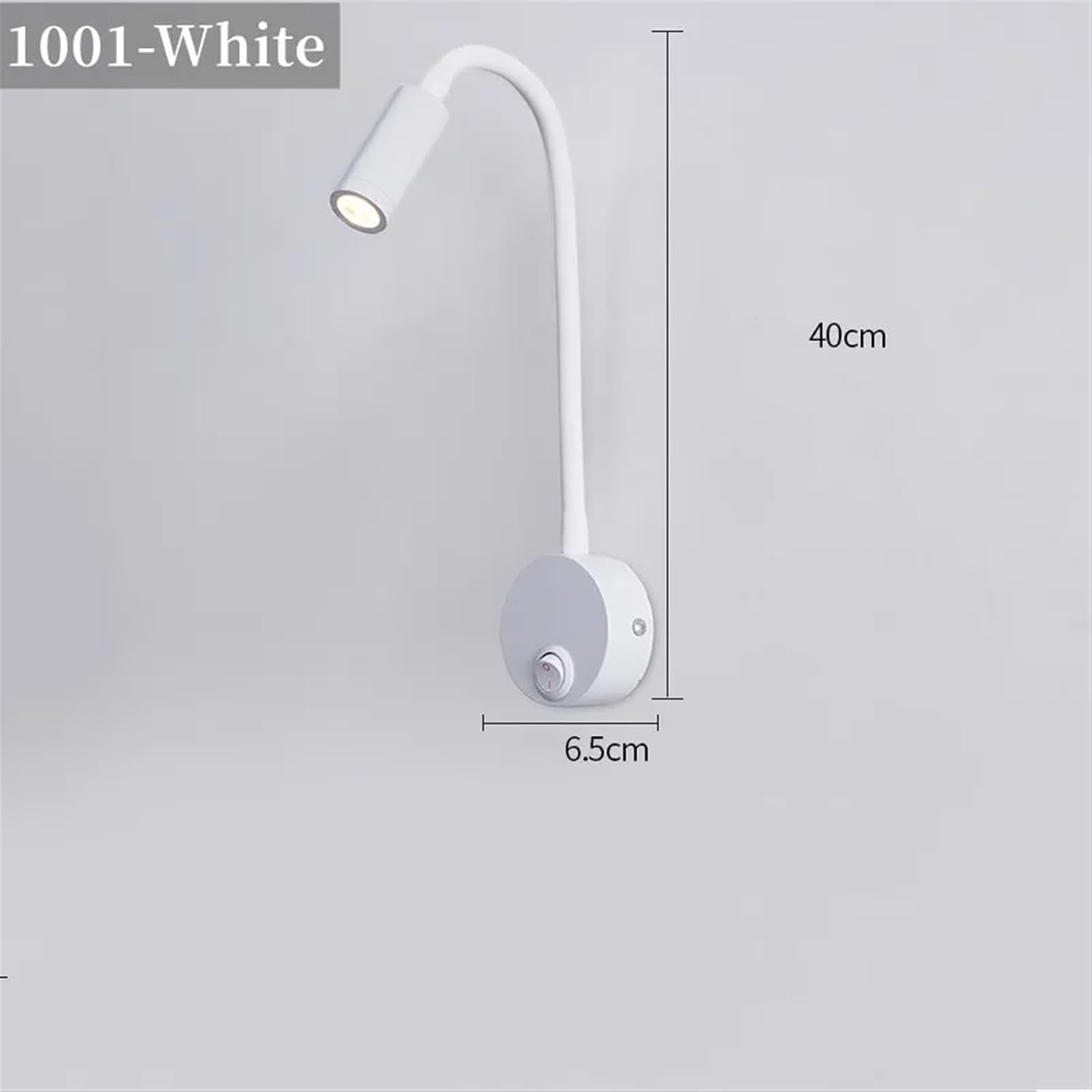 Bedside Reading Wall Lamp Variable Bending 3W LED Book Lamp Wall Night Light with Switch for Bedroom 85-265V(1001-White)