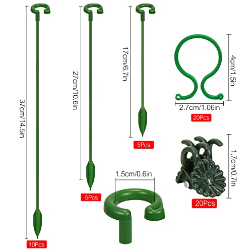 Hysagtek 60Pcs Plant Supports Set - 20 Pack Flower Plant Stakes Sticks (3 Sizes), 20 Plant Support Clips And 20 Orchid Clips For Garden Single Stem Plants Phalaenopsis Orchid Flower Roses #TOP1