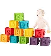 Bu-buildup Squeeze Baby Blocks, Soft Building Blocks for Toddlers, Bath Toys, Chewing Toys, Educa...