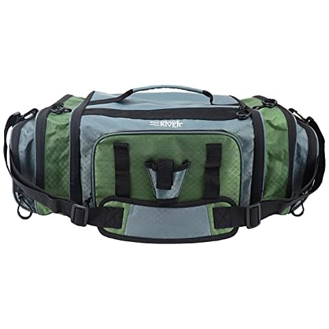 OSAGE RIVER Fishing Tackle Bag, Large Waterproof Fishing Bag with Padded Shoulder Strap, Ripstop Soft Sided Tackle Bag with Fishing Pliers Holder, Olive Cover