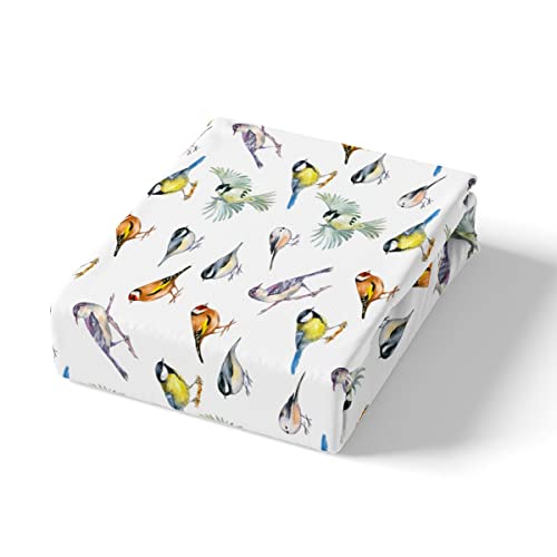 Birds Bed Sheet Set Watercolor Birds Fitted Sheet Collections Of Birds Bedding Set For Boys Girls Kids Cute Birds Wildlife Bed Cover Full Size With 2 Pillow Case #TOP3