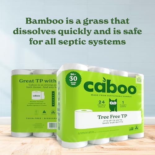 Caboo Tree Free Toilet Paper | Septic Safe, Eco Friendly, Chemical Free, Non Toxic | 2 Ply Toilet Tissue, Pack of 24 Double Rolls, 300 Sheets Per Roll - 5