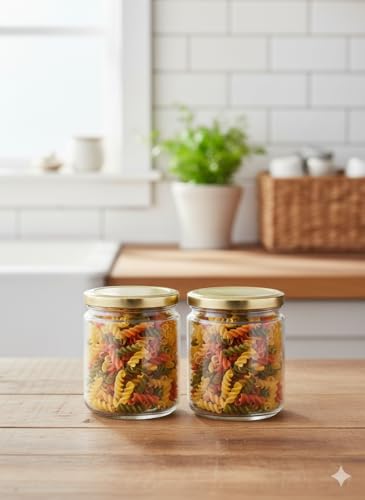 Image of Somil Transparent Glass Storage Jar Set for Kitchen Storage | Food-Grade Containers for Spices, Dry Fruits & Snacks | 100 Ml Each | Pack of 2 | Size 5.5 X 5.5 X 6.8 Cm -AS955