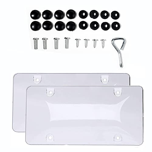 Banseko 2 Pieces Black Clear License Plate Cover Frame Shields,Novelty Plate Covers With Fastening Screws,Decorative Car Front License Plate For Protect Car License Plates (Clear) #TOP5