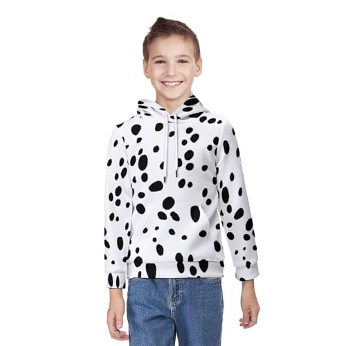 Dalmatian Dog Print Hoodie Teenager Sweatshirt Pullover Hoodies Casual Kids Hooded Sports Shirt Tops 7-18 Years2